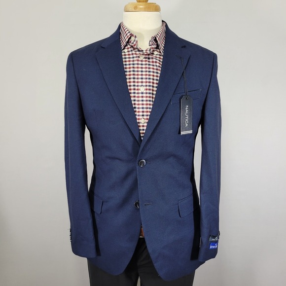 Nautica Mens Sport Coat Blazer Two Button GAFF Active Stretch Poly Blend 38R NEW - Picture 1 of 15